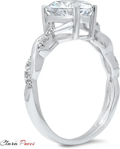 Vista 2 de Anillo de compromiso de oro blanco de 14 quilates con diseño de cruz entrecruzada de 2,19 quilates con zafiro blanco auténtico creado