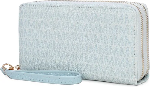 Vista 45 de MKF Collection Mia K - Cartera de pulsera para mujer, pequeña cartera de cuero vegano para tarjetas de crédito con cremallera y bolsillo