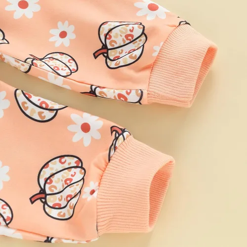 Vista 20 de YINGISFITM Conjunto de camisa de calabaza de Halloween para bebé, niña, niño, sudadera y pantalones para otoño e invierno