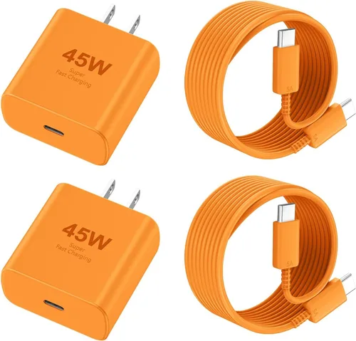 Vista 14 de Cargador para teléfono 17 16 Pro Max de carga rápida, 45 W USB C Phone 17 16 Bloque de carga súper rápido con cable de carga tipo C de 6.6 pies