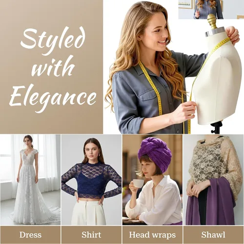 Vista 5 de MDS® Paquete de 5 telas de encaje de 44 pulgadas de ancho, patrón floral suave Rachelle ribete de encaje, material multiusos para costura