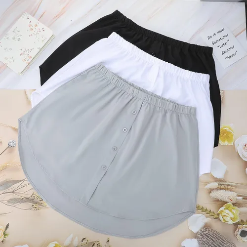 Vista 3 de Extensor de camisa para mujer, 3 piezas, leggings falsos ajustables en capas, parte superior inferior de barrido, falda