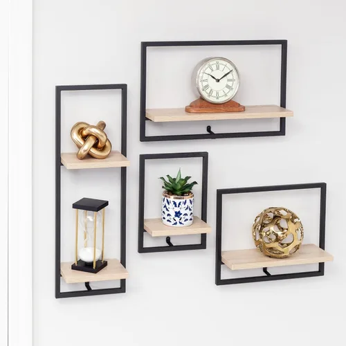 Vista 4 de Honey Can Do SHF-08572 - Estante de pared flotante doble natural