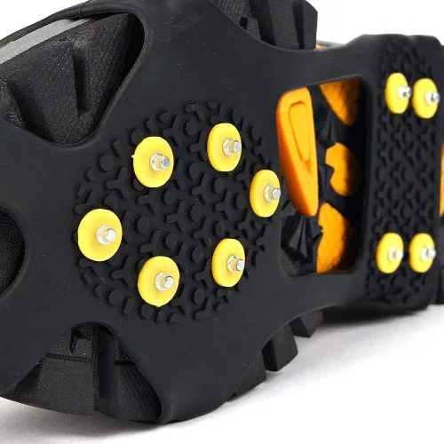 Vista 5 de EONPOW Ice Grips, Ice & Snow Grips Taco Sobre ZapatoBota Tracción Tacos De Goma Picos Antideslizante 10 Tacos De Acero Crampones Slip-Stretch Calzado