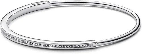 Vista 2 de Auténtica plata de ley 925 con cristal pavé, pulsera de abalorios, joyería de moda DIY