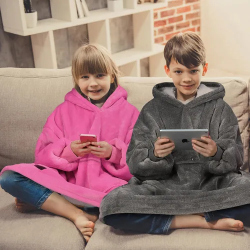 Vista 8 de Catalonia Sudadera tipo manta con capucha para niños, sudadera de sherpa extragrande para adolescentes jóvenes, idea de regalo Dual-Layer Design