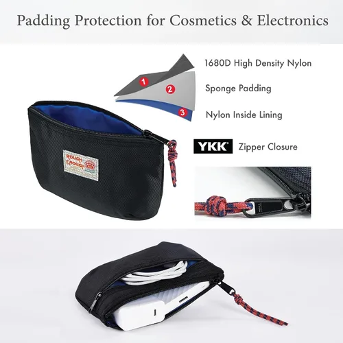 Vista 2 de Rough Enough - Bolsa de almacenamiento tecnológico pequeña EDC Organizador de cables de viaje Holds Chargers, Cords, Hard Drives, Earbuds, 1680D