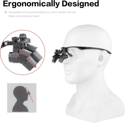 Vista 6 de REEHUT Ergo loupe Ergonómico Ultraligero Quirúrgico Binocular Lupas Ajustable Lupas 4.0X Ampliación Distancia de Trabajo 17.717 in Doblar Lente Tubo