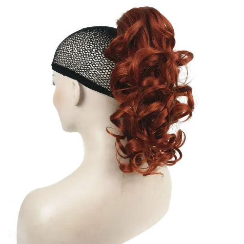 Vista 6 de Aimole Extensión de cola de caballo rizada con pinza de pelo medio largo de 12 pulgadas con clip (12TT26)