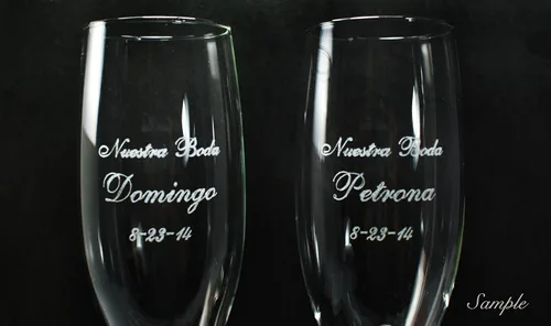 Vista 8 de Cuchillo de cristal para tostar de boda de oro y servidor de pastel de boda grabado personalizado