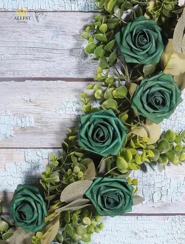 Vista 9 de 25 piezas Flores Artificiales, Rosas de Espuma Artificiales de Tacto Real Decoración Bricolaje para Boda Dama de Honor Ramo Nupcial Centros de Mesa