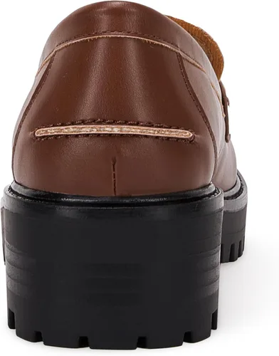 Vista 5 de VETASTE Mocasines clásicos de tacón grueso con plataforma y suela de lengüeta para mujer, con puntera redonda, zapatos Oxford con cadena de metal