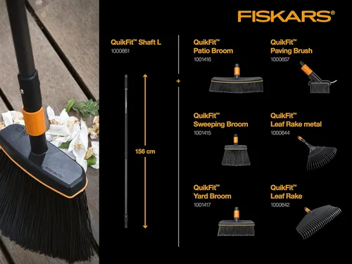 Vista 3 de Fiskars Escoba multiusos, cabeza de escoba, ancho: 10.2 in, cerdas de plástico, negro/naranja, QuikFit, 1001417