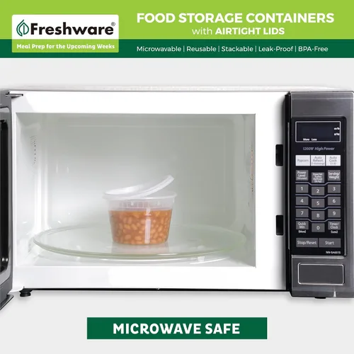Vista 5 de Freshware Contenedores de almacenamiento de alimentos con tapas [60 unidades de 8, 16, 32 onzas, 20 juegos de cada tamaño] Contenedores de plástico