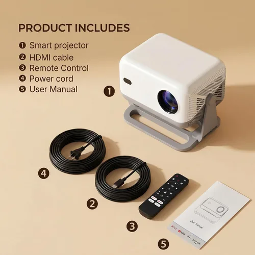 Vista 9 de Compatible con Netflix Smart Projector con Whale TV, proyector Native 1080P compatible con 4K, enfoque automático y Keystone automático, Dolby