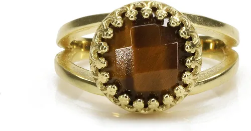 Vista 4 de Delicado anillo de ojo de tigre Anillos delicados artesanales, anillos de moda, anillos apilables Anillos de piedra personalizados Regalos