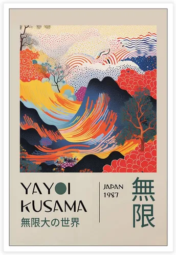 Vista 9 de Pósteres vintage de Ya yoi Kusama The Infinity Big World, arte de pared, arte de pared abstracto de habitación y estética, arte de pared hermoso
