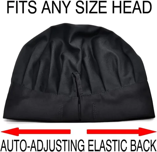 Vista 4 de Sombrero de chef ajustable con logotipo personalizado bordado adulto banda elástica cocina cocina gorra