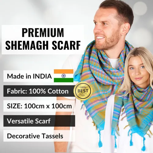 Vista 41 de LOVARZI Shemagh Cottons Arab Keffiyeh - Bufanda militar táctica para cabeza y cuello