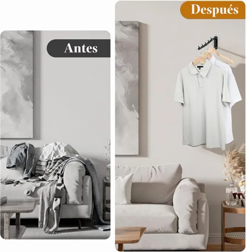 Vista 7 de Alise Estante de secado montado en la pared, percheros giratorios de acero inoxidable, ahorro de espacio, estante de secado de pared de ropa