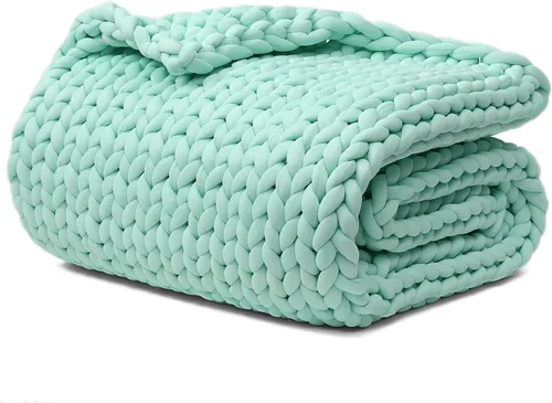 Vista 30 de YnM Manta Gruesa de Lana, Tejida a Mano con Hilo de Chenilla, Amigable para la Piel, Ventilada y Transpirable, Lavable a Máquina, Pieza