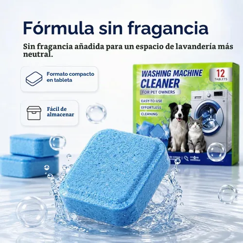 Vista 3 de Tabletas limpiadoras de lavadora, cuidado de lavadora sin fragancia