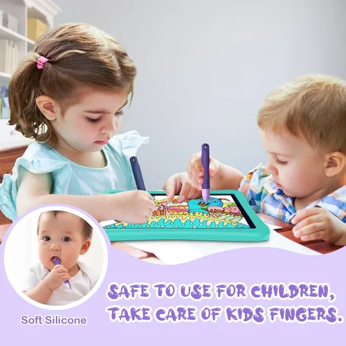 Vista 8 de Mixoo - Bolígrafos para pantallas táctiles con correas para niños, paquete de 2 lápices capacitivos antideslizantes para niños, compatible con iPad