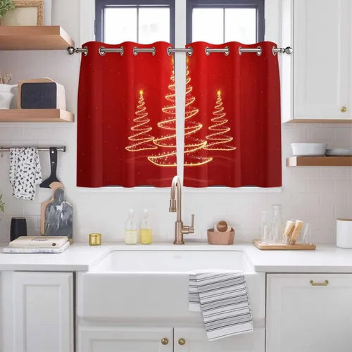 Vista 75 de Libaoge Cortinas de Navidad para cocina, dormitorio, juego de 2 paneles, diseño de muñeco de nieve de Navidad, cortinas de invierno con copos