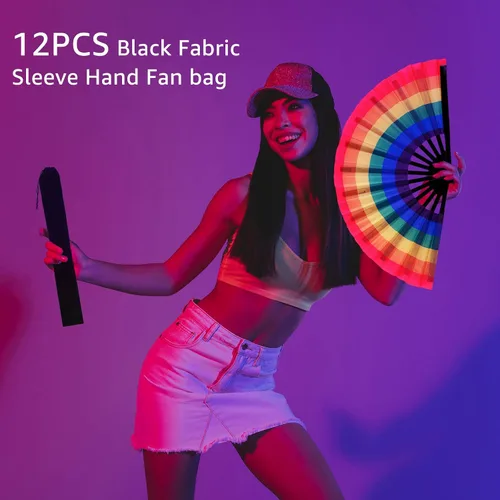 Vista 3 de Windyun 12 bolsas grandes para abanicos, fundas plegables de terciopelo, con cordones, protector de envoltura de regalo para línea, baile, clack