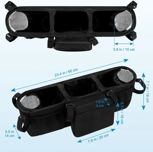 Vista 8 de Accmor Organizador de cochecito doble para Bob Duallie y Baby Jogger City Mini GT2, organizador de bolsa de cochecito de bebé doble, accesorios