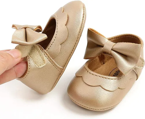 Vista 4 de Zapatos de bebé de primera calidad para niña, zapatos planos para caminar, suela suave, zapatos de princesa Mary Jane, zapatos de vestir de boda