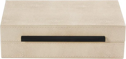 Vista 7 de Sagala Caja Decorativa Negra de Shagreen Con Mango Dorado, Caja Organizadora de Joyas Caja Guardadora, Caja de Almacenamiento de Cuero Sintético