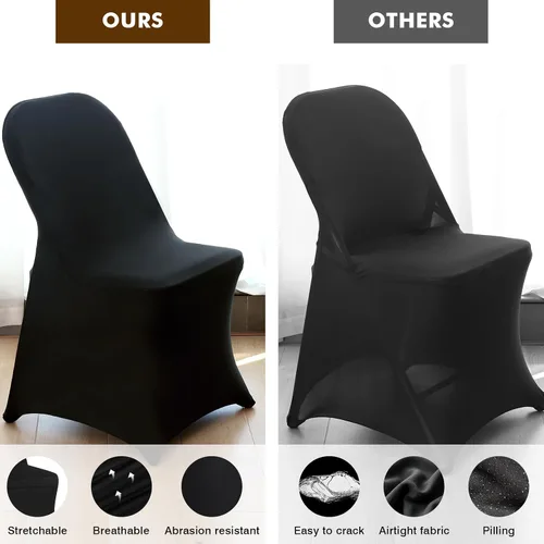 Vista 8 de Fixwal 1 funda elástica negra plegable de elastano para silla
