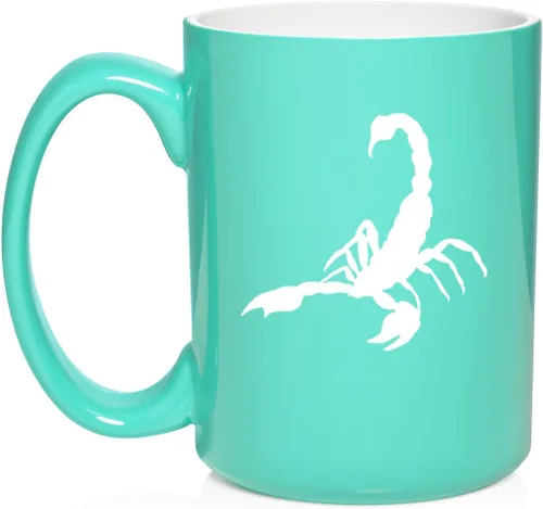 Vista 8 de Daylor Taza de café de cerámica Scorpion, regalo para ella, él, amigo, compañero de trabajo, esposa, esposo (11 onzas, azul)