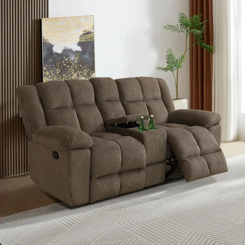 Vista 29 de Juego de sofá reclinable para muebles de sala de estar, juego de sofá y silla reclinable de pana verde, tela manual, sofá reclinable de 3 plazas