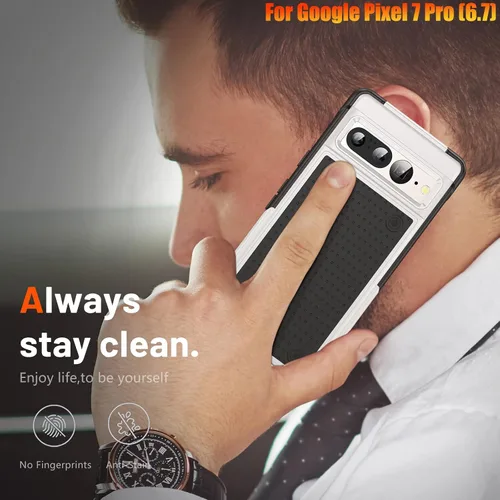 Vista 7 de Funda resistente para Google Pixel 7 Pro de 6.7 pulgadas, 4 esquinas con bolsas de aire [protección contra caídas de 12 pies], agarre texturizado