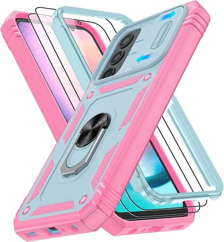 Vista 51 de Gritup Funda para Google Pixel 6 con cubierta deslizante para cámara y protector de pantalla (2 unidades), soporte de anillo giratorio 360°, funda