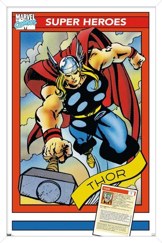 Vista 11 de Trends International Marvel Trading Cards - Póster de pared de Thor, 22.375 x 34 pulgadas, versión premium sin marco