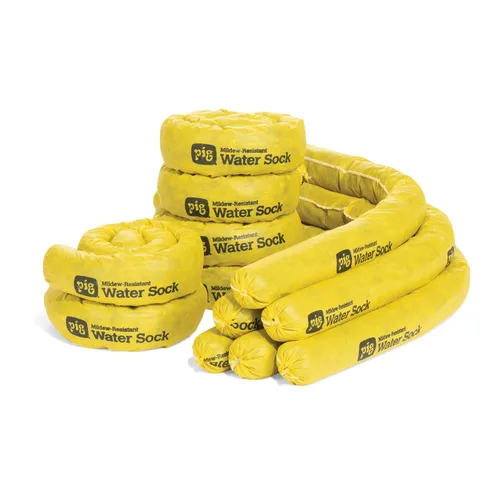 Vista 11 de PIG Calcetín absorbente resistente al moho Serpiente absorbente de agua 3 pulgadas de ancho x 10 pies de largo Absorción de 2.5 galones