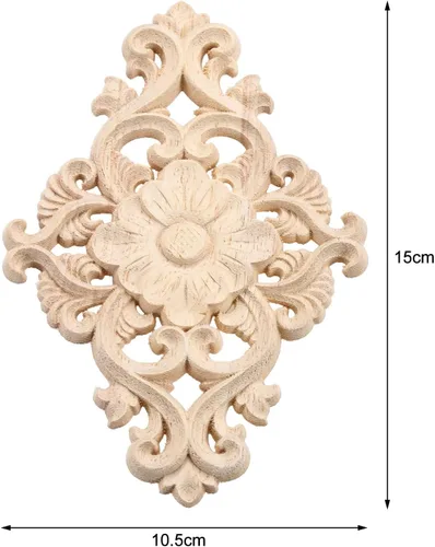 Vista 2 de MUXSAM - Apliques tallados en madera, 1 pieza decorativa de madera, calcomanías de centro de muebles sin pintar para armario, tocador, cama, puerta