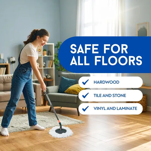 Vista 5 de Easy Spin - Juego de trapeador giratorio de microfibra y cubo con asa, herramientas de limpieza para el hogar y la cocina, diseño sin salpicaduras