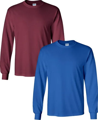 Vista 50 de Gildan - Camiseta de algodón y de manga larga para hombre, modelo G2400 (1) verde irlandés + (1) negro
