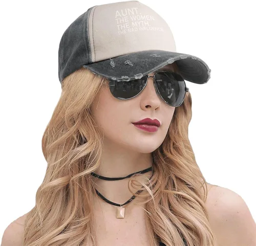 Vista 9 de YVNUM Women's and Men's Baseball Hat Adjustable Aunt The Women The Myth The Bad Influence Dad Hat Original Trucker Cap