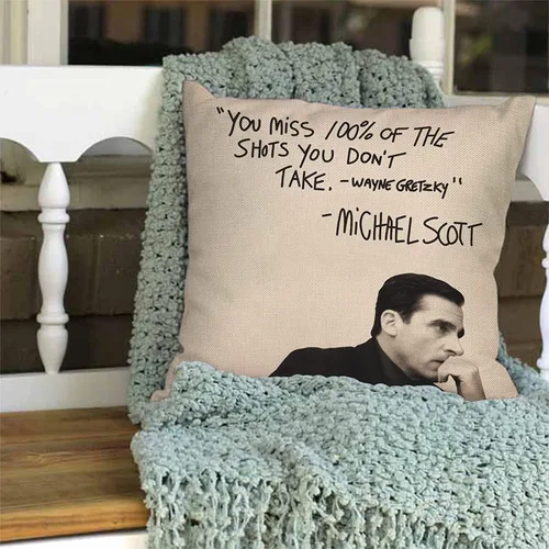 Vista 6 de Funda de almohada decorativa con cita de granja, divertida funda de cojín de Michael Scott, decoración cuadrada de temporada para el hogar, sofá