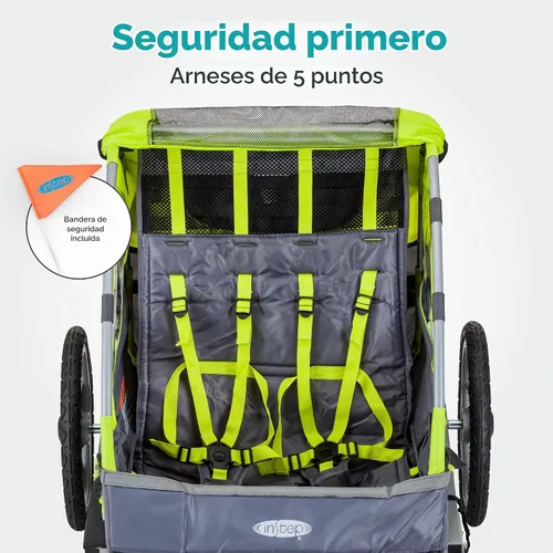 Vista 4 de [Usado] Instep Quick-N-EZ - Remolque doble plegable detrás de la bicicleta para niños pequeños, se convierte en cochecito, para correr, dosel 2