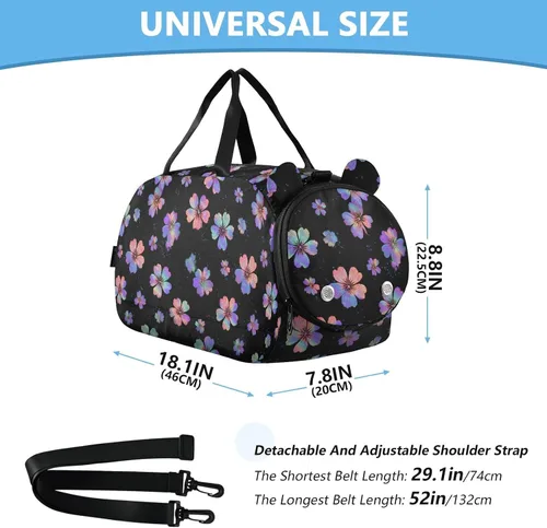 Vista 3 de Neon Seasons Flower Elegant Small Gym Bag with Shoes Compartment Large Capacity Carry on Luggage for Travel, Sports, Duffel, Weekender bolso