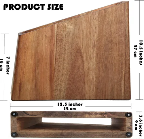 Vista 5 de Uniharpa Bloque magnético para cuchillos, soporte magnético de doble cara para encimera de cocina, almacenamiento de cuchillos magnético de madera