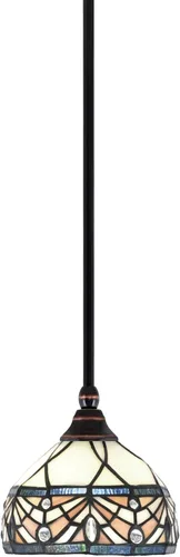 Vista 20 de Toltec Lighting Tallo Colgado Mini colgante, acabado de cobre negro, 3.5" cuadrado humo burbuja vidrio