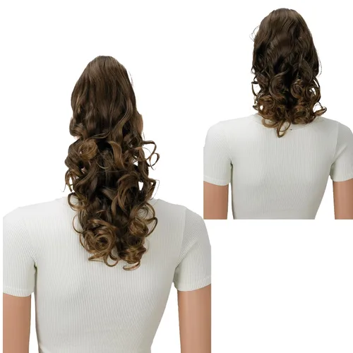 Vista 10 de PRETTYSHOP 16 o 20 pulgadas clip para el pelo en extensión cola de caballo 2 en 1 rizada resistente al calor