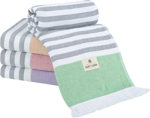Vista 19 de American Soft Linen Toallas de playa peshtemal turcas 100% algodón, tamaño 35 x 60 pulgadas, paquete de 4 toallas de natación para toallas de playa